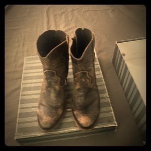 Distressed leather boots
